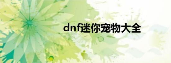 dnf迷你宠物大全