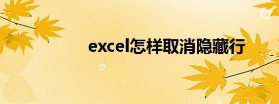 excel怎样取消隐藏行