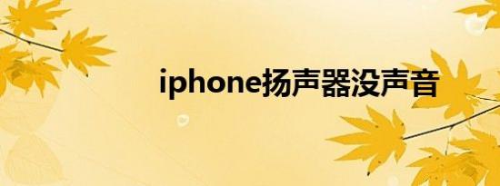 iphone扬声器没声音