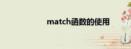 match函数的使用