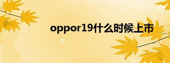 oppor19什么时候上市