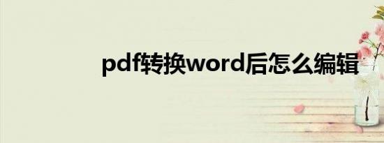 pdf转换word后怎么编辑