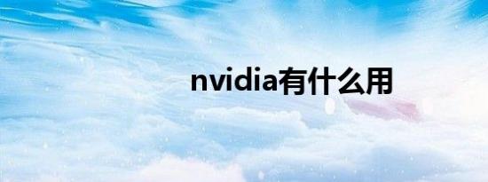 nvidia有什么用