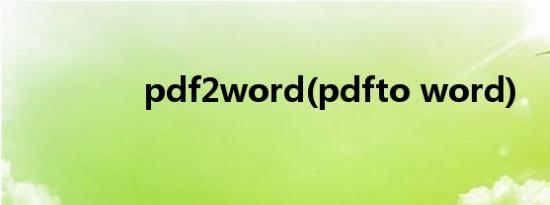 pdf2word(pdfto word)