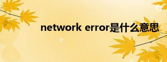 network error是什么意思