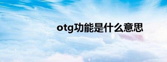 otg功能是什么意思