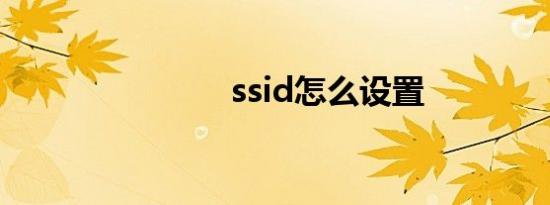 ssid怎么设置