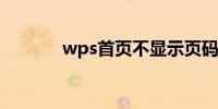 wps首页不显示页码怎么设置