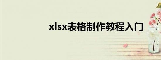 xlsx表格制作教程入门