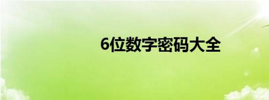 6位数字密码大全