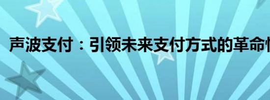 声波支付：引领未来支付方式的革命性技术