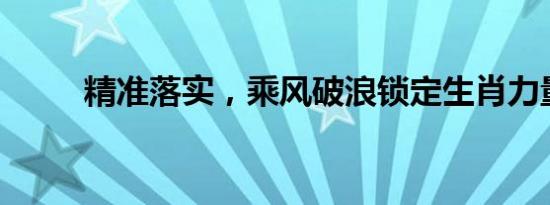 精准落实，乘风破浪锁定生肖力量